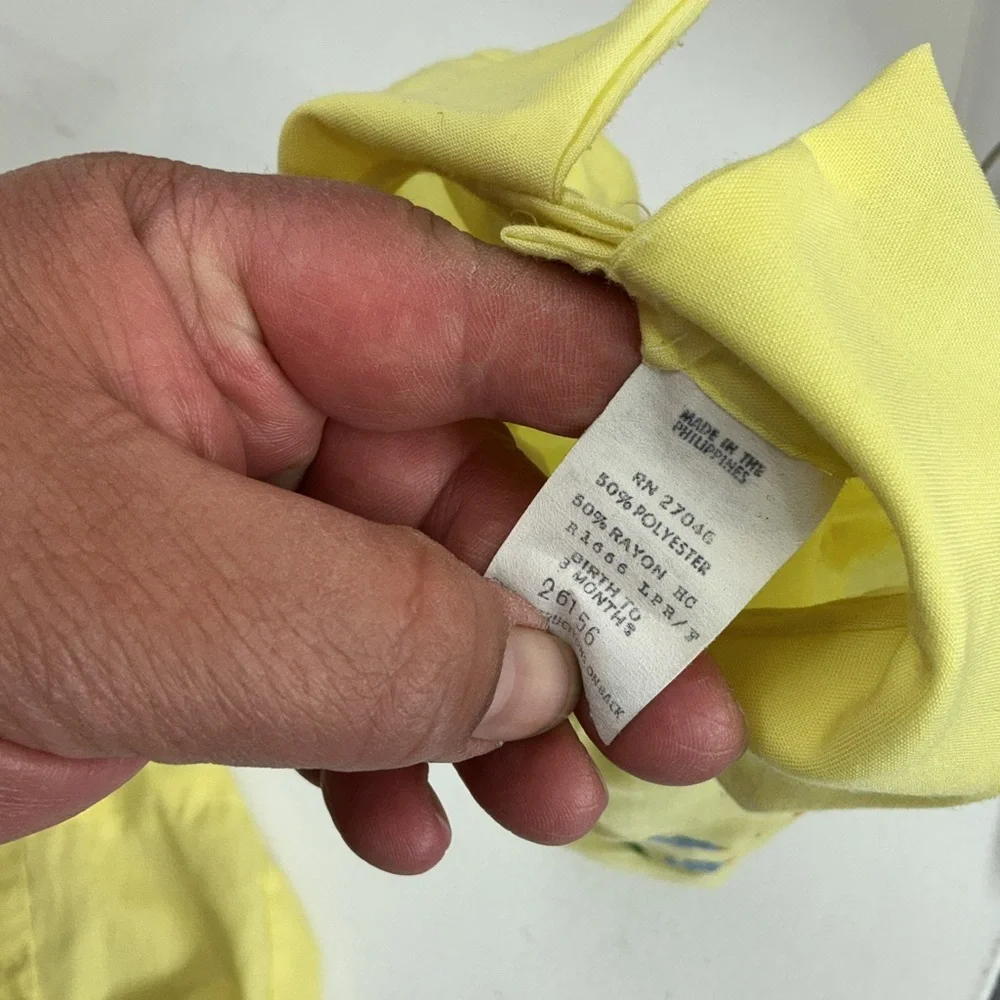 Vintage. Yellow Kids Animal Embroidered Outfit